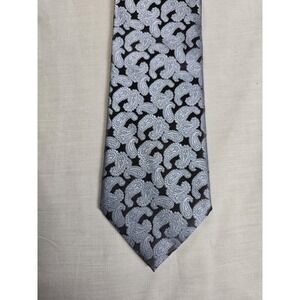 Ermenegildo Zegna Tie Mens One Size Gray Silver Paisley 100% Silk Made In Italy